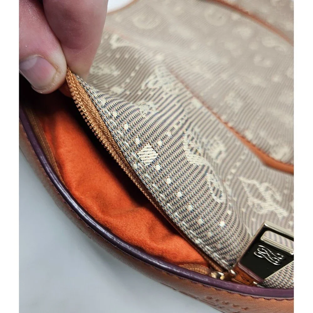 LANCEL SALVADOR DALI (2012) Daligramme Hobo Handbag Brown Cloth Leather Trim